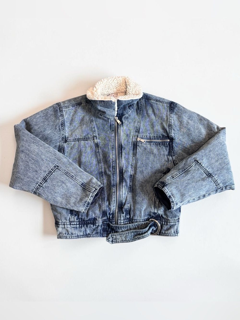 Love Tree Denim Sherpa Lined Denim Jacket Womens Medium Blue Full Zip